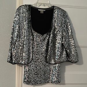 Peter Nygard Black and Silver Top